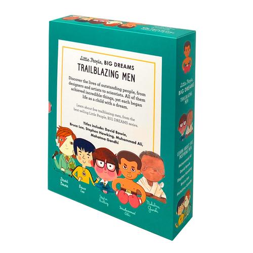 Little People, Big Dreams Trailblazing Men 5-book collection box set by Maria Isabel Sanchez Vegara, featuring hardcover nonfiction books.