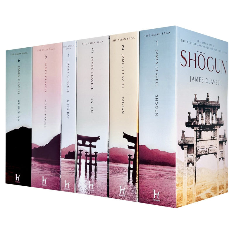 Six-book collection of James Clavell's Asian Saga series, including Shogun, Tai-Pan, and Gai-Jin, paperbacks by Hodder Paperbacks.