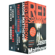 Red Sparrow trilogy by Jason Matthews, a set of three spy novels in hardcover, featuring espionage and thriller themes.