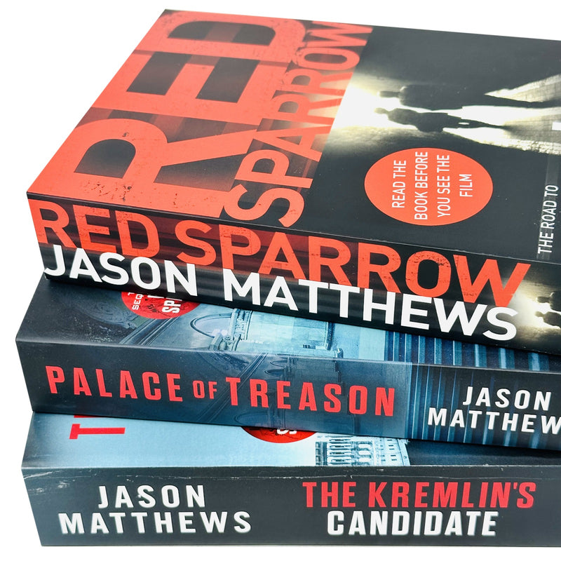 Red Sparrow Trilogy by Jason Matthews, a set of three espionage novels from Simon & Schuster UK, featuring book covers and spines.