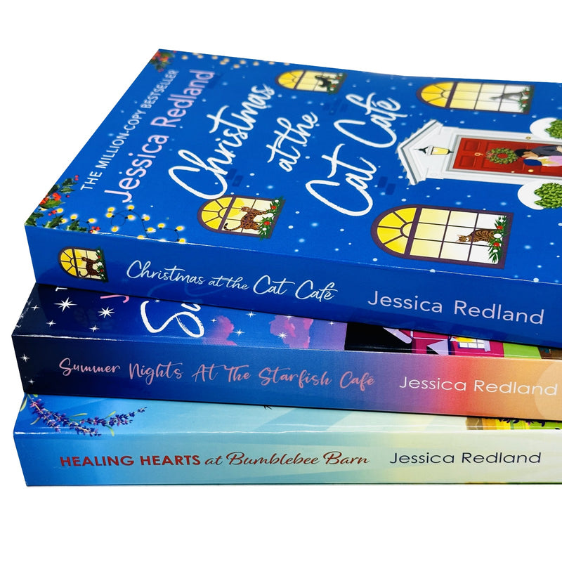 Jessica Redland  3 Books Set(Summer Nights at the Starfish Café,Healing Hearts at Bumblebee Barn,Christmas at the Cat Café) - The Book Bundle