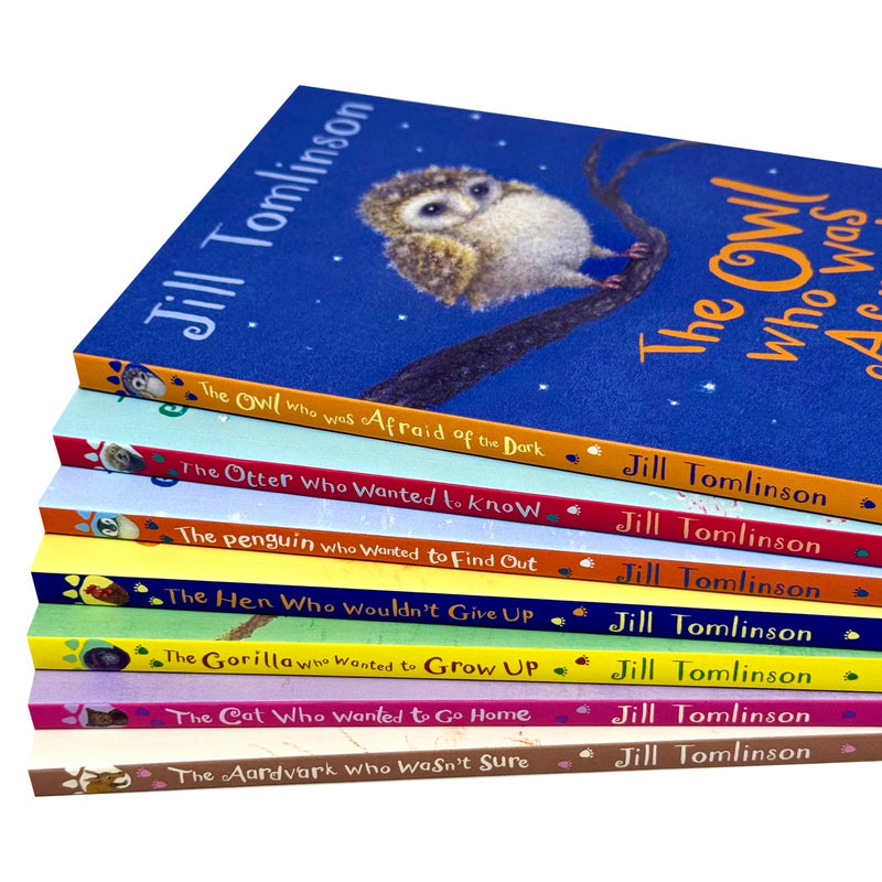 Set of seven Jill Tomlinson's Favourite Animal Tales books by Egmont, featuring colorful covers of various animal stories.