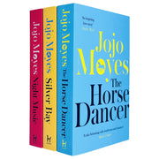 Set of three Jojo Moyes paperback books including The Horse Dancer and Night Music from Penguin collection, with colorful cover art.