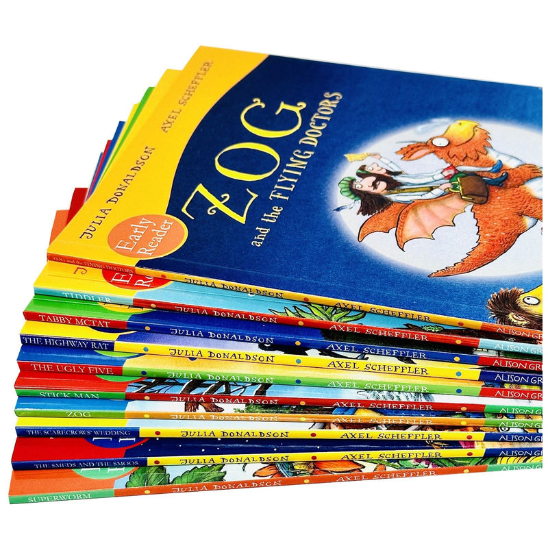 Julia Donaldson Early Readers 10 Books Collection Set (Tiddler, Stick Man, Tabby McTat, ZOG, The Highway Rat) - The Book Bundle