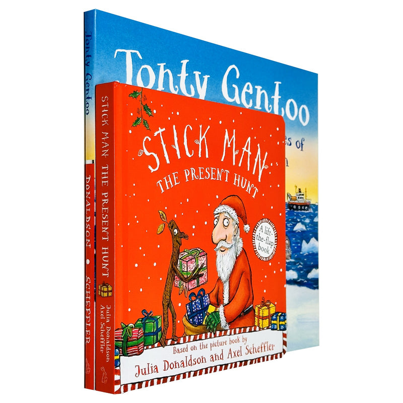 Julia Donaldson Collection 2 Books Set (Stick Man Present Hunt,Jonty Gentoo (HB)) - The Book Bundle