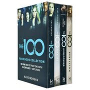 The 100 complete 4-book collection box set by Kass Morgan featuring paperback editions with colorful covers, young adult fiction.