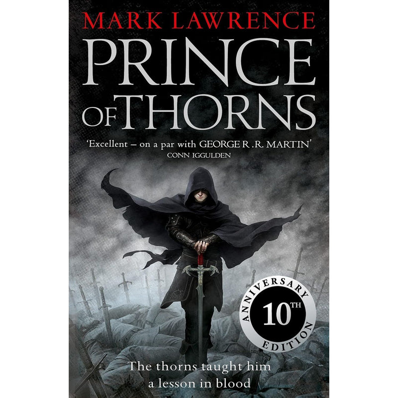 Three-book set of The Broken Empire Trilogy by Mark Lawrence, featuring Prince of Thorns, King of Thorns, and Emperor of Thorns.
