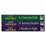 Lancashire Girls Series 3 books set by Libby Ashworth, featuring titles "A Mother's Fight" and "Convict" from the Canelo Saga collection.