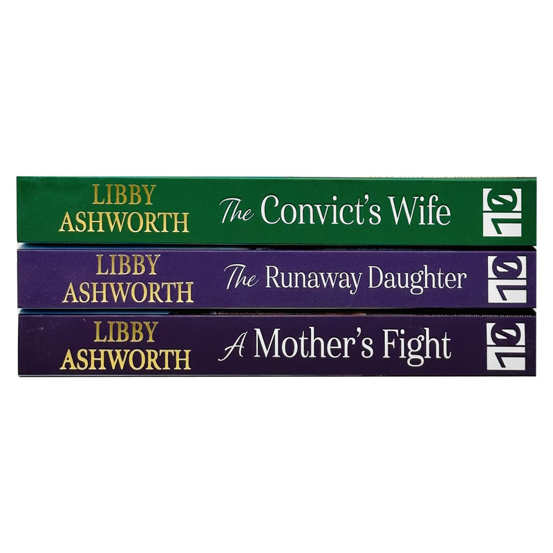 Lancashire Girls Series 3 books set by Libby Ashworth, featuring titles "A Mother's Fight" and "Convict" from the Canelo Saga collection.