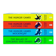 Four paperback books from Suzanne Collins' Hunger Games series by Scholastic, featuring the box set collection.