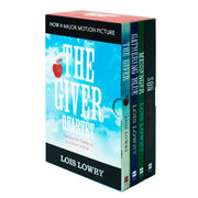 Four paperback books from Lois Lowry’s The Giver Quartet collection, featuring young adult fiction by HarperCollinsChildren’sBooks.
