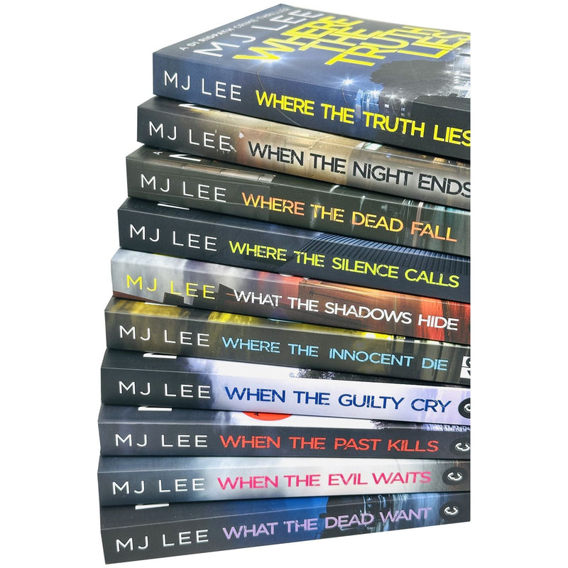 Set of 10 M J Lee DI Ridpath series crime novels in hardcover, including "When the Guilty Cry" and "When the Evil" by Canelo Ltd.