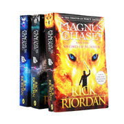 Magnus Chase and the Gods of Asgard book collection set by Rick Riordan, featuring three paperback fantasy novels with colorful covers.