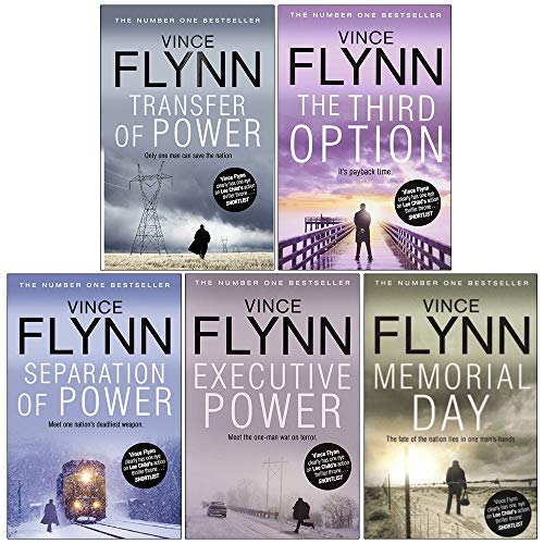 Five paperback Mitch Rapp novel series books by Vince Flynn, fiction collection set in a Simon & Schuster UK edition.
