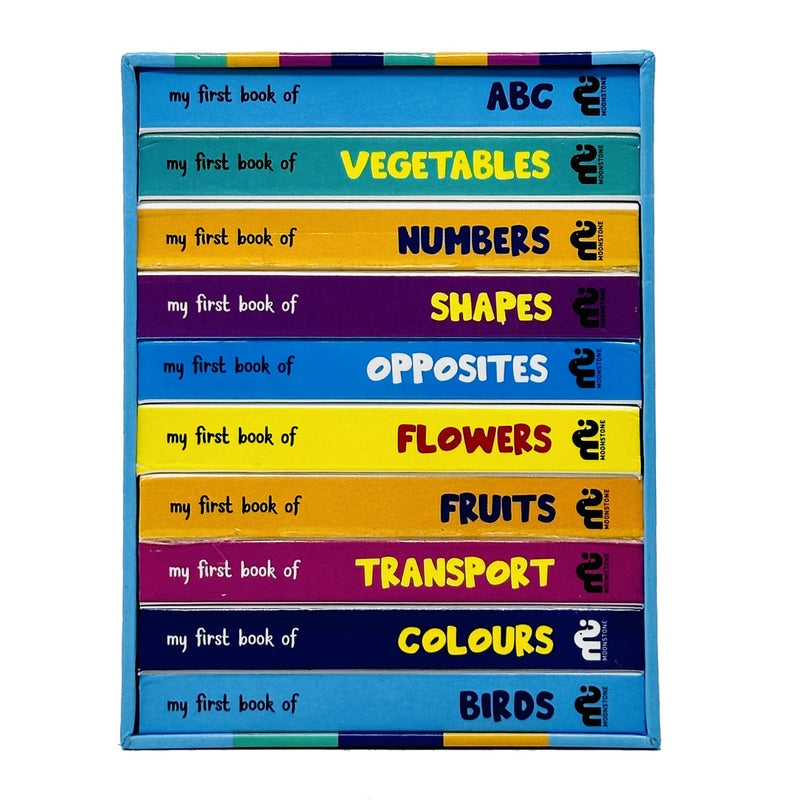 My First Library Box Set 1: 10 Board Books Collection Set (Birds, Colours, Transport, Fruits) - The Book Bundle