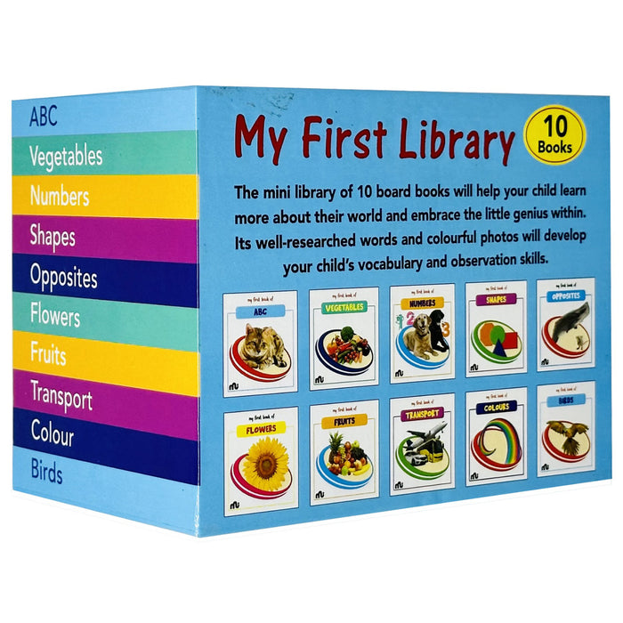 My First Library Box Set: 20 Board Books Collection Set (Birds, Colours, Transport, Fruits, Flowers, Opposites) - The Book Bundle