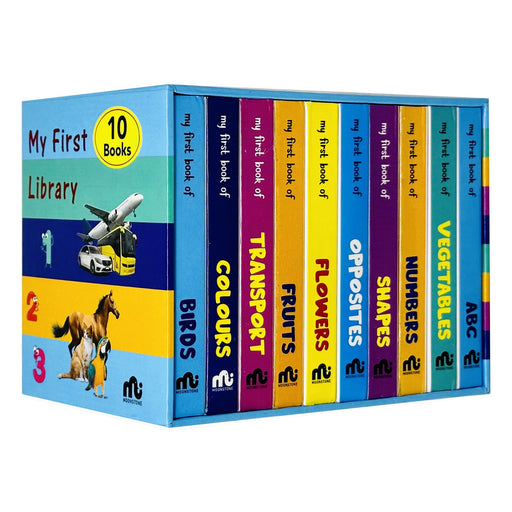 My First Library Box Set 1: 10 Board Books Collection Set (Birds, Colours, Transport, Fruits) - The Book Bundle