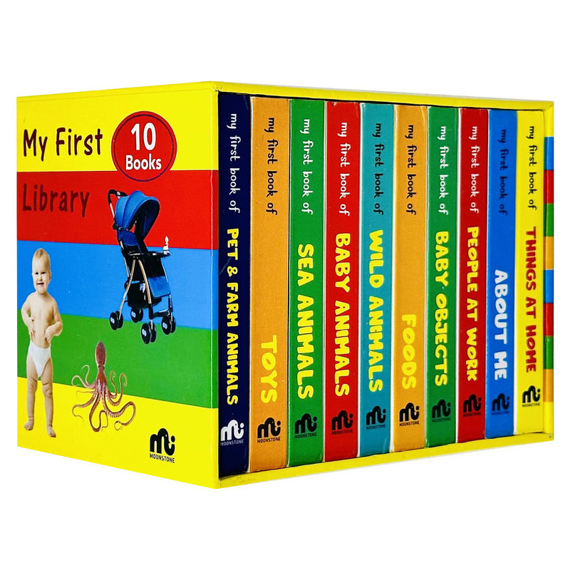My First Library Box Set 2: 10 Board Books Collection Set (Pet & Farm Animals, Toys, Sea Animals) - The Book Bundle