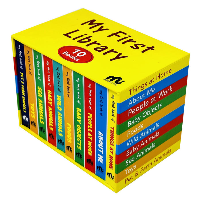 My First Library Box Set 2: 10 Board Books Collection Set (Pet & Farm Animals, Toys, Sea Animals) - The Book Bundle