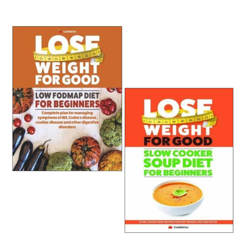 Lose Weight For Good and Slow Cooker Soup Diet 2-book collection set by CookNation and Iota, paperback covers