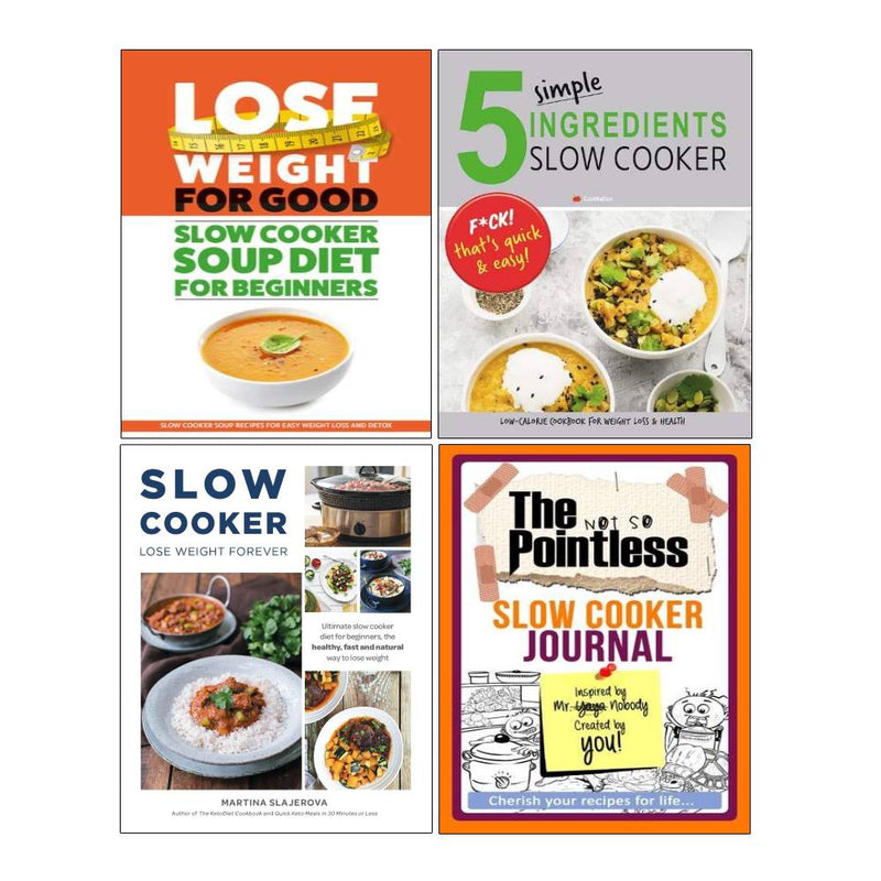 Set of four paperback non-fiction books on weight loss and healthy cooking by Iota Publishing and Martina Slajerova.