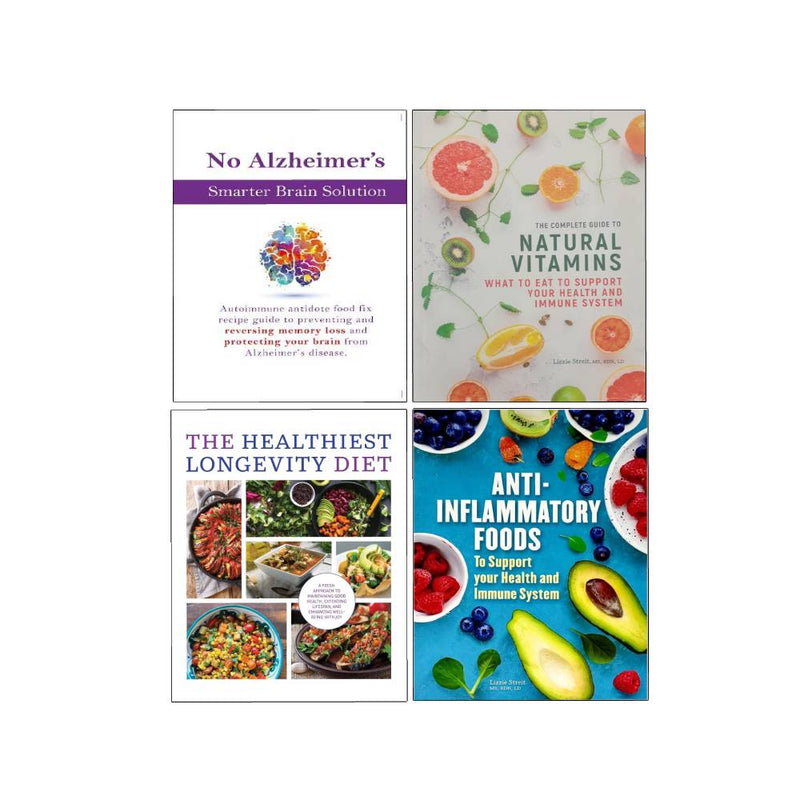 Lizzie Streit and Chartwell Books No Alzheimer's Brain, Anti-Inflammatory Foods and Longevity Diet paperback collection set