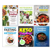 Collection of six paperback books on keto, fasting, and health by RD Melissa Petitto and Martina Slajerova, published by Chartwell Books.