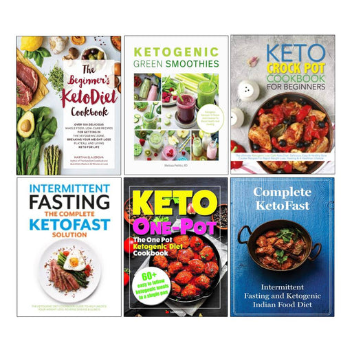 Collection of six paperback books on keto, fasting, and health by RD Melissa Petitto and Martina Slajerova, published by Chartwell Books.