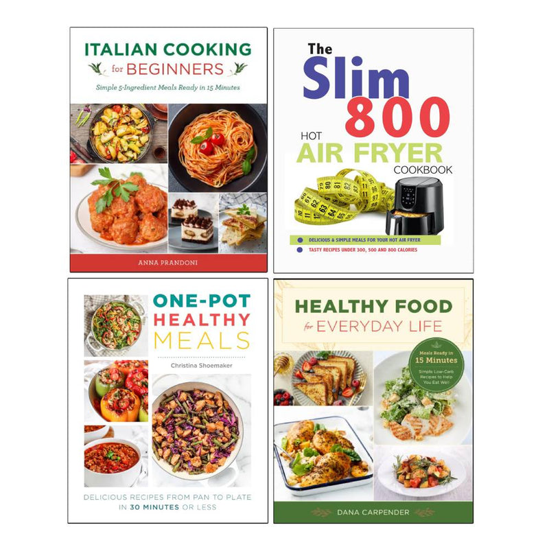 Anna Prandoni and Dana Carpender Slim 800 hot air fryer recipe books collection, four paperback books set