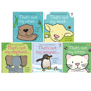 That's Not My 5 Books Collection set by Fiona Watt and Rachel Wells, featuring colorful Usborne board books for ages 0-2 years.
