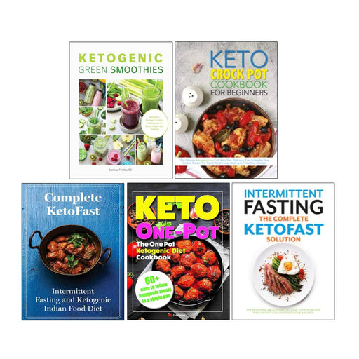 Ketogenic Green Smoothies, Keto Crock Pot & KetoFast 5-book collection set by RD Melissa Petitto, paperback covers
