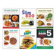 Slim 800 Hot Air Fryer and Italian Cooking paperback books collection by Dana Carpender and Christina Shoemaker