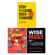 Set of three paperback self-help books by Gary John Bishop on overthinking, growth, and wisdom, published by Chartwell Books.