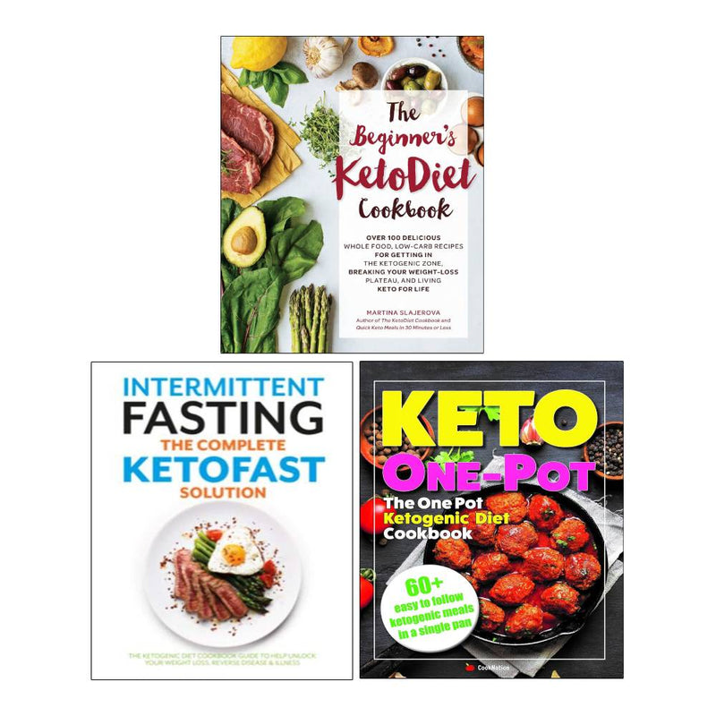 One Pot Ketogenic Diet Cookbook and Intermittent Fasting 3-book collection by Iota and Martina Slajerova, paperback set