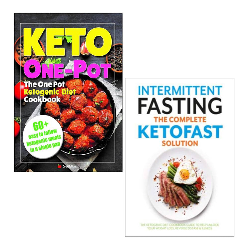 Iota KETOFAST ketogenic diet cookbook and intermittent fasting 2-book collection set, paperback covers