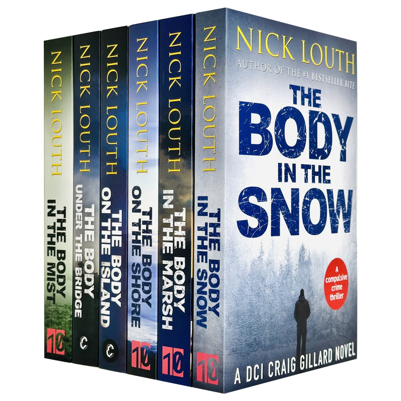 Six-book collection of DCI Craig Gillard crime thrillers by Nick Louth, featuring book spines with titles and author name.