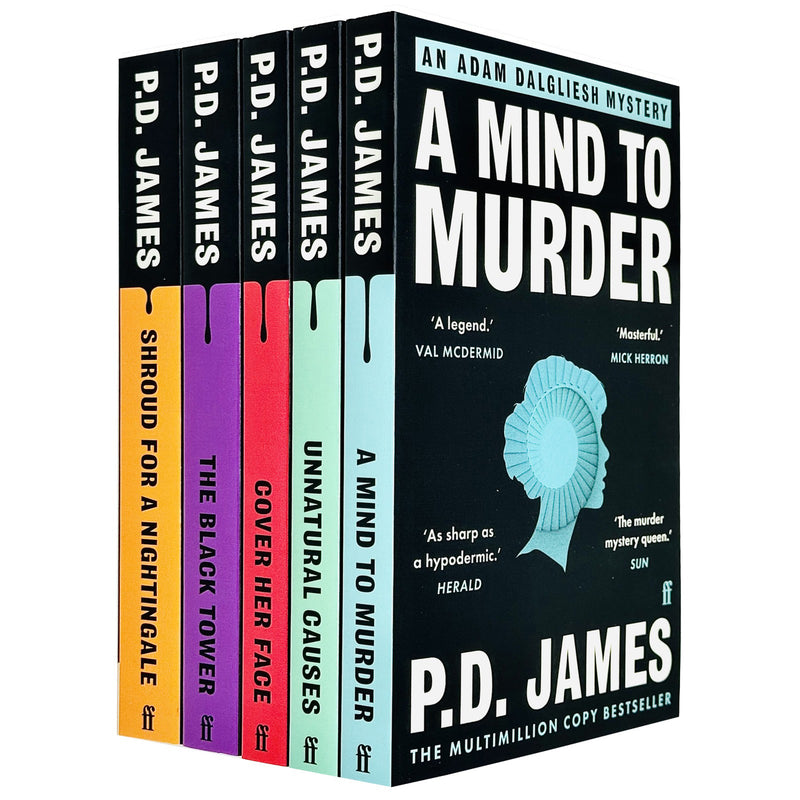 P D James Adam Dalgliesh Series 5 Books Collection Set (A Mind to Murder, Unnatural Causes, Shroud for a Nightingale, Cover Her Face, The Black Tower) - The Book Bundle