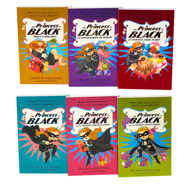 Six-book Princess in Black collection by Shannon & Dean Hale, paperback fiction set featuring the princess hero on the cover.