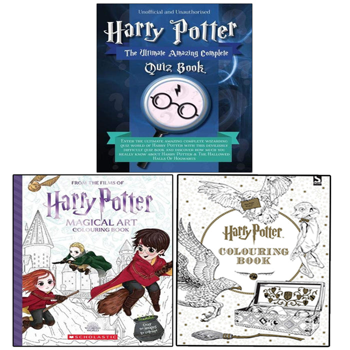 Harry Potter Magical Art Colouring BookAn official colouring book,Ultimate Amazing Complete Quiz Book  3 Books Set - The Book Bundle