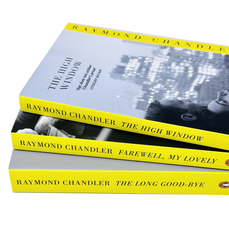Set of three Raymond Chandler Philip Marlowe mystery books from Penguin Ltd, including Farewell, My Lovely and The Long Good-bye.