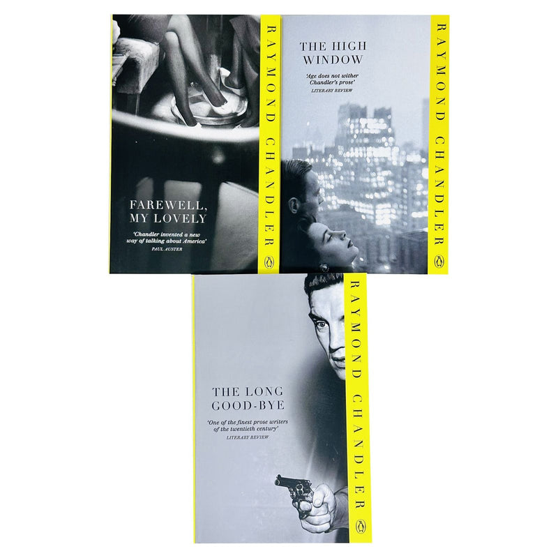 Raymond Chandler Philip Marlowe Series 3 book collection set by Penguin Ltd with titles Farewell, My Lovely, The High Window, The Long Good-bye.