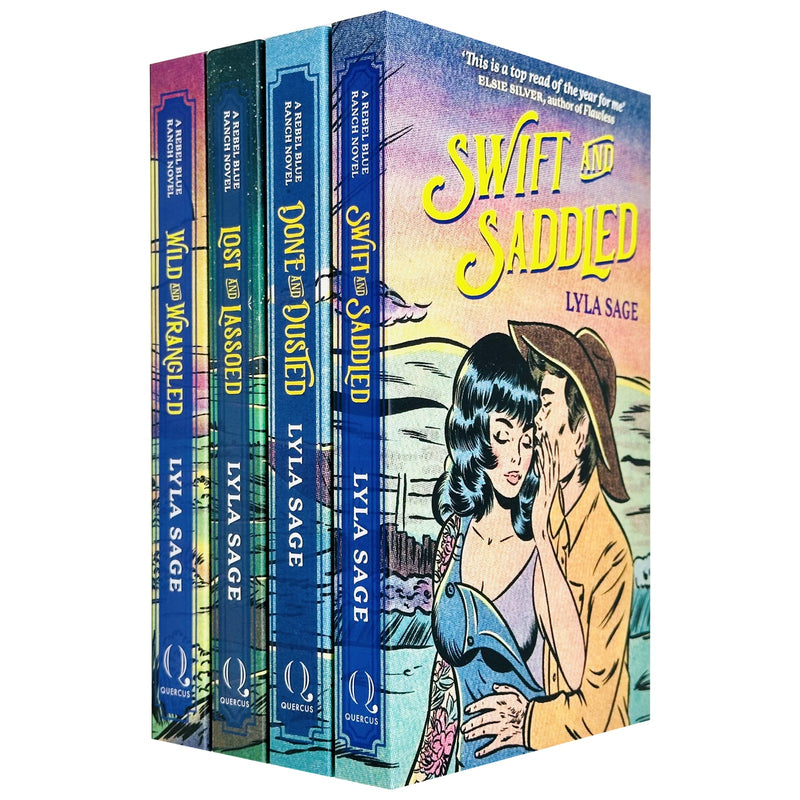 Rebel Blue Ranch series books by Lyla Sage, featuring covers of "Done and Dusted" and "Swift and Saddled" in a set.