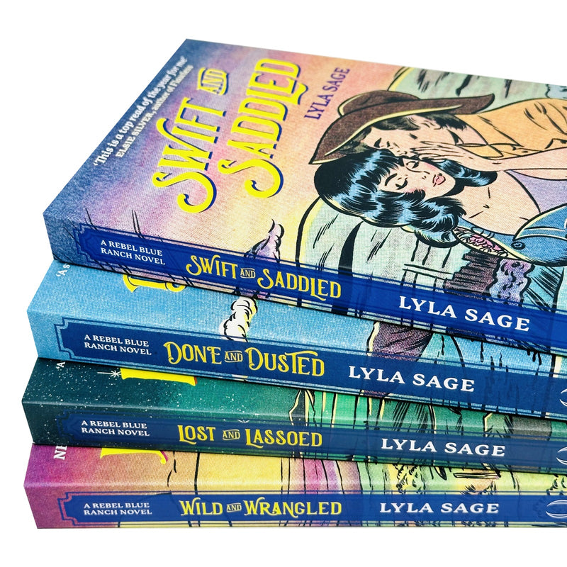 Rebel Blue Ranch Series 4-book set by Lyla Sage, including Done and Dusted and Swift and Saddled, featuring colorful book covers.