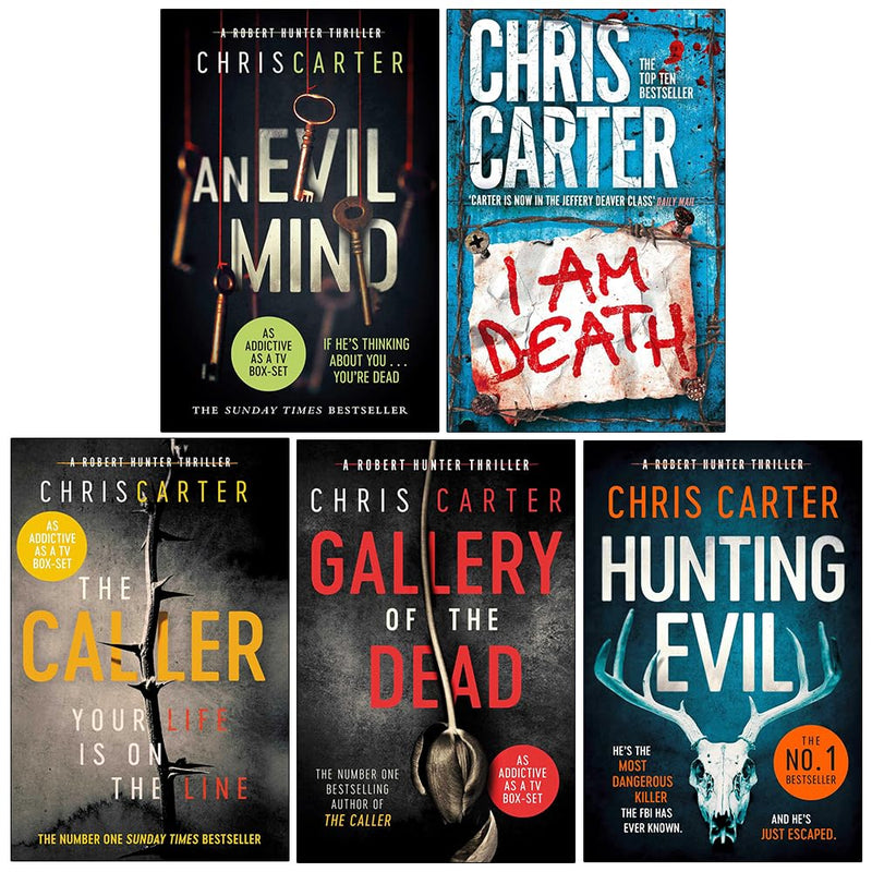 Five-book collection of Robert Hunter series by Chris Carter, published by Simon & Schuster Ltd, featuring book covers in the image.