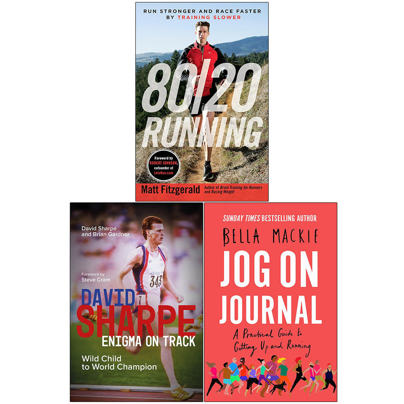 80/20 Running, Enigma on Track, Jog on Journal 3 Books Collection Set by Matt Fitzgerald, David Sharpe & Bella Mackie - The Book Bundle