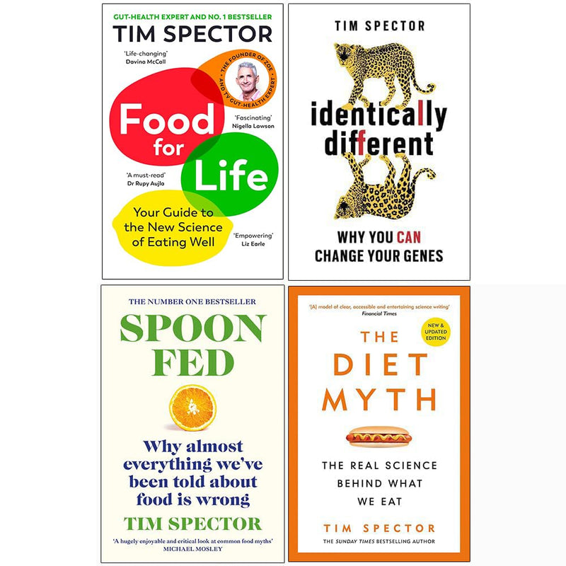 Tim Spector Collection 4 Books Set (Food for Life, Identically Different, Spoon-Fed, The Diet Myth) - The Book Bundle