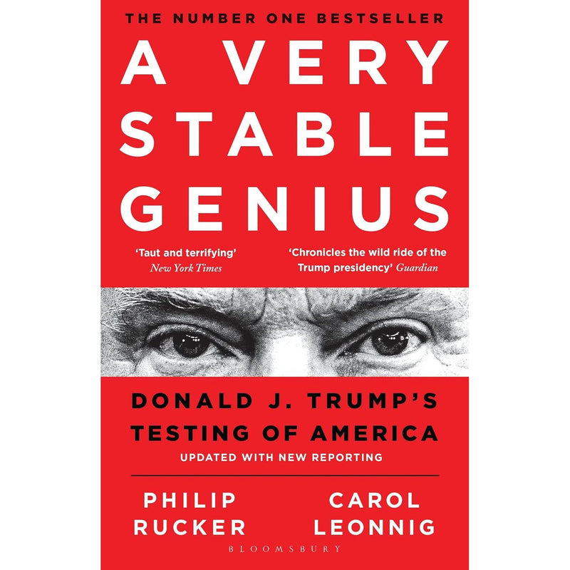 Collection of two paperback non-fiction books by James Comey and Donald J. Trump, titled "A Higher Loyalty" and "A Very Stable Genius."
