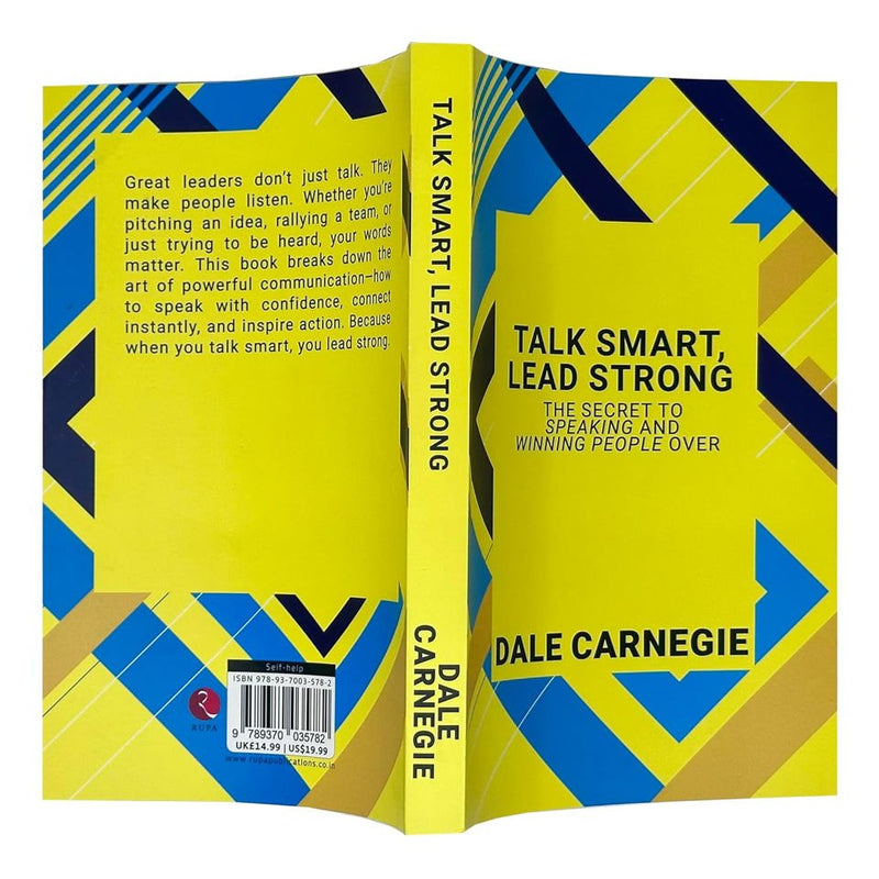 Book cover for "Talk Smart, Lead Strong" by Dale Carnegie, published by Rupa Publications, featuring a professional design with bold text.