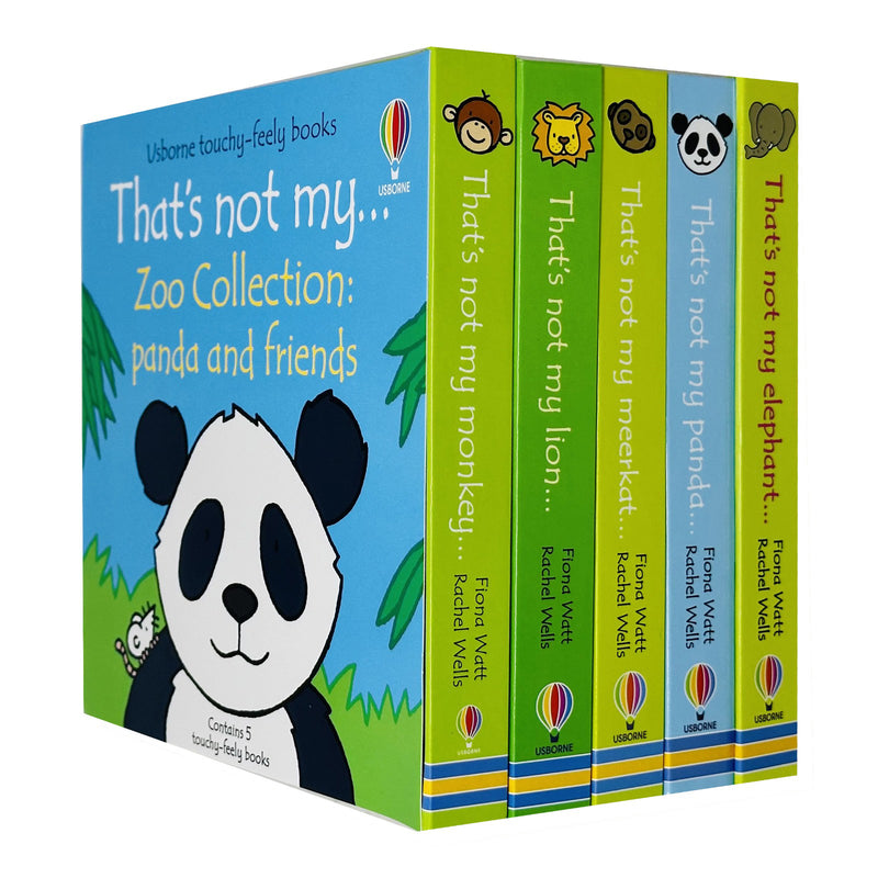 Usborne Touchy-Feely Thats not My Zoo Collection Set 3: Panda and Friends 5 Books Collection Set(Lion, Elephant, Monkey, Panda & Meerkat) - The Book Bundle