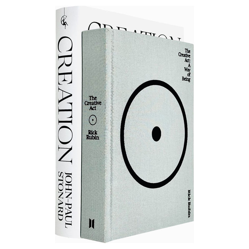 Two hardcover books from The Creative Act Series by Rick Rubin and John-Paul Stonard, featuring creative insights and art concepts.